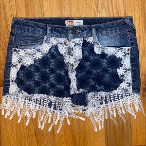 Floral jean shorts